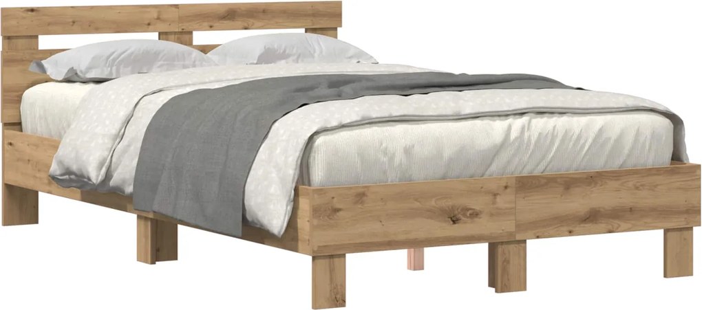 vidaXL Ágykeret leddel fejtámlával Artisan tölgy 135 x 190 cm Faanyag