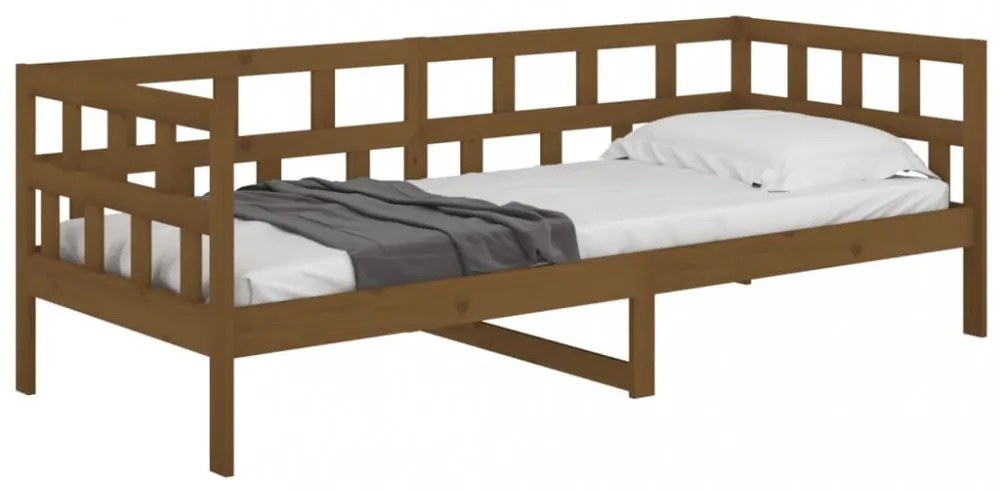 mézbarna tömör fenyőfa kanapéágy 80x200 cm