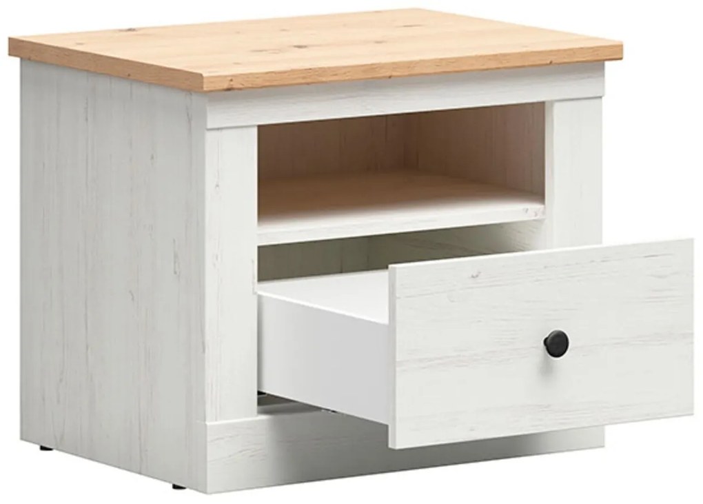 Éjjeliszekrény Frija 1 (fehér andersen fenyő + artisan tölgy) . 1098246