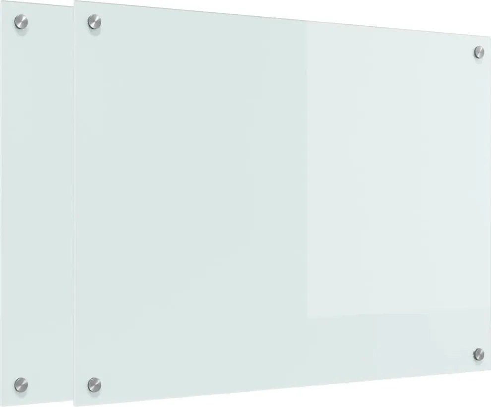 vidaXL Konyhai splashback 2 pcs Fehér 80 x 60 cm edzett üveg