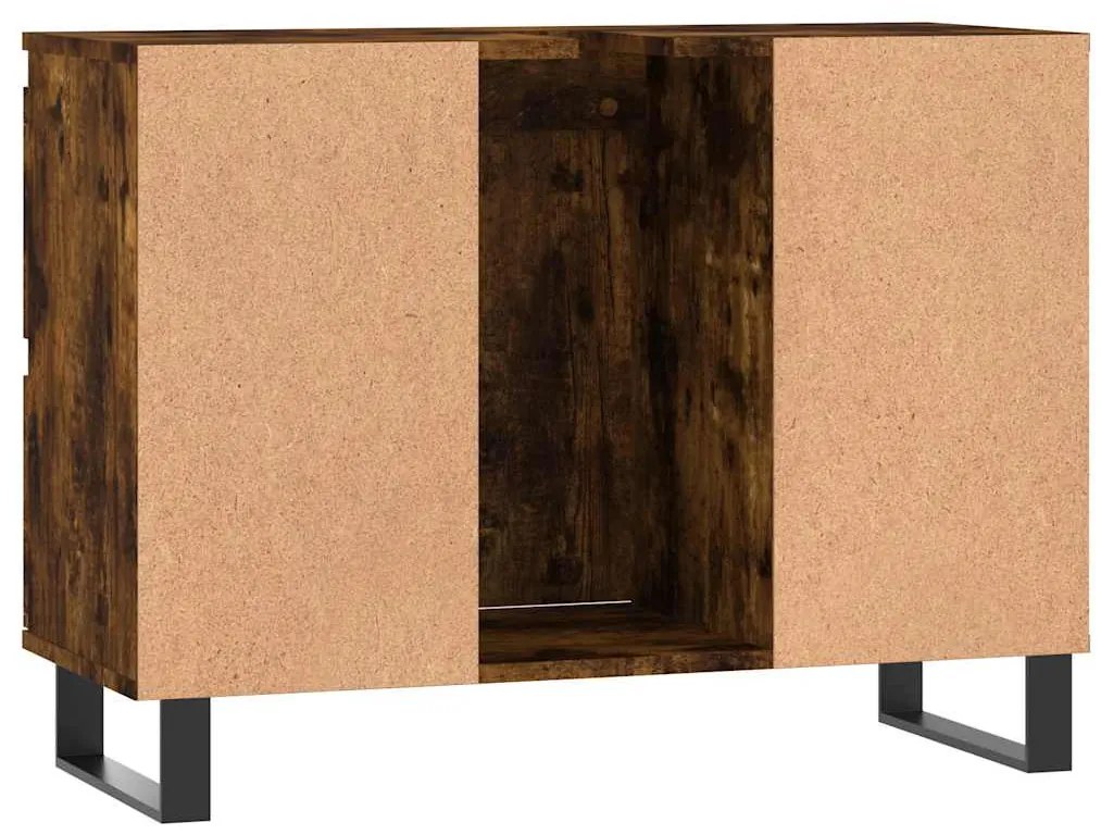 füstös tölgy színű szerelt fa fürdőszobaszekrény 80x33x60 cm