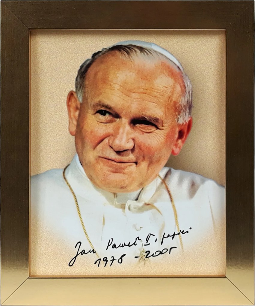 Vászonkép 30x25 Szent II. János Pál Pápa Arany Keret