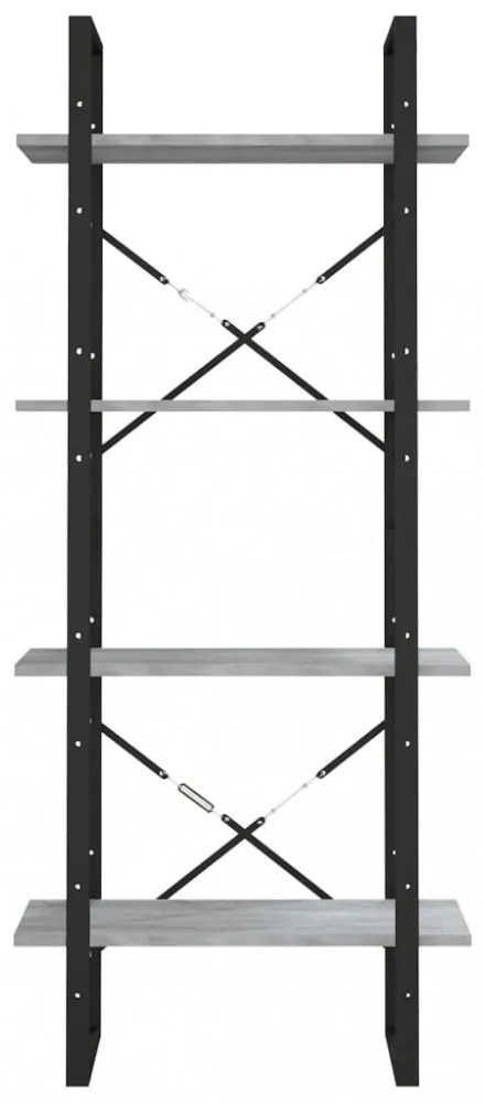 4 szintes szürke sonoma szerelt fa könyvszekrény 60x30x140 cm