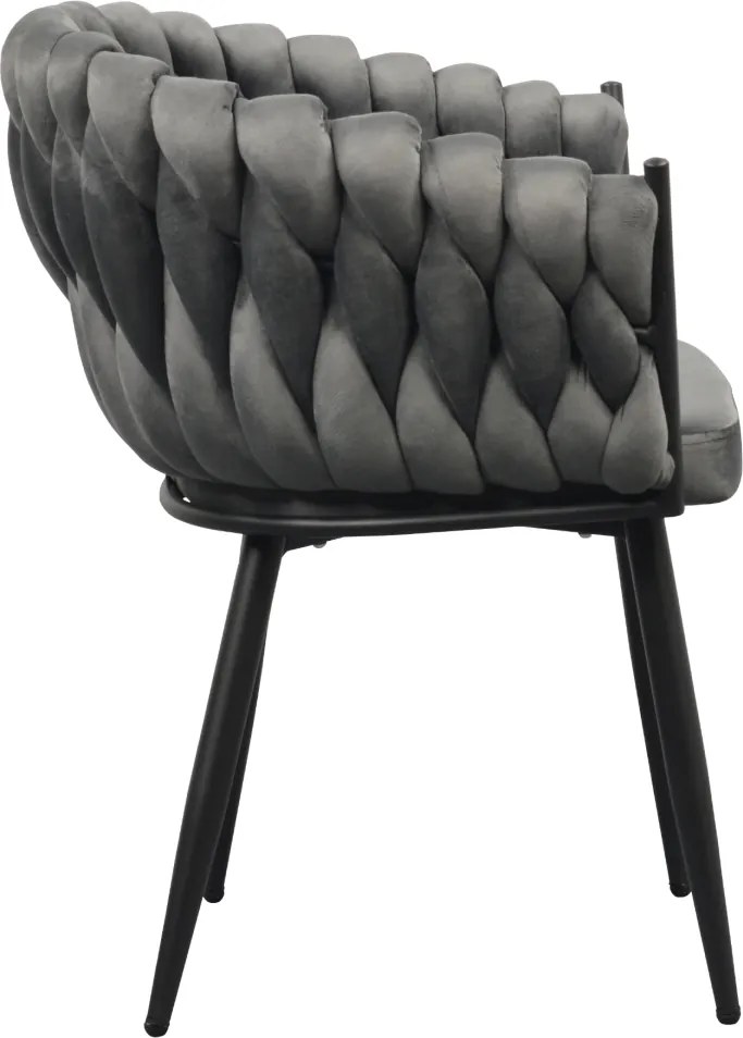 Étkezőszék, sötétszürke Velvet szövet/fekete, BLER