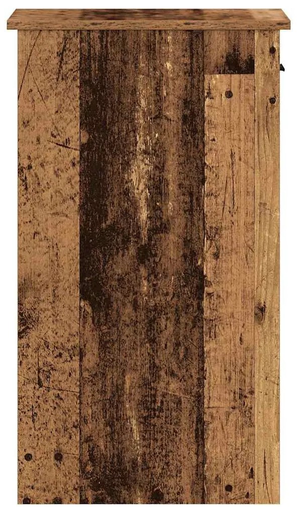 Számítógépes toronyállvány fiókkal régi fa 35x45x77 cm