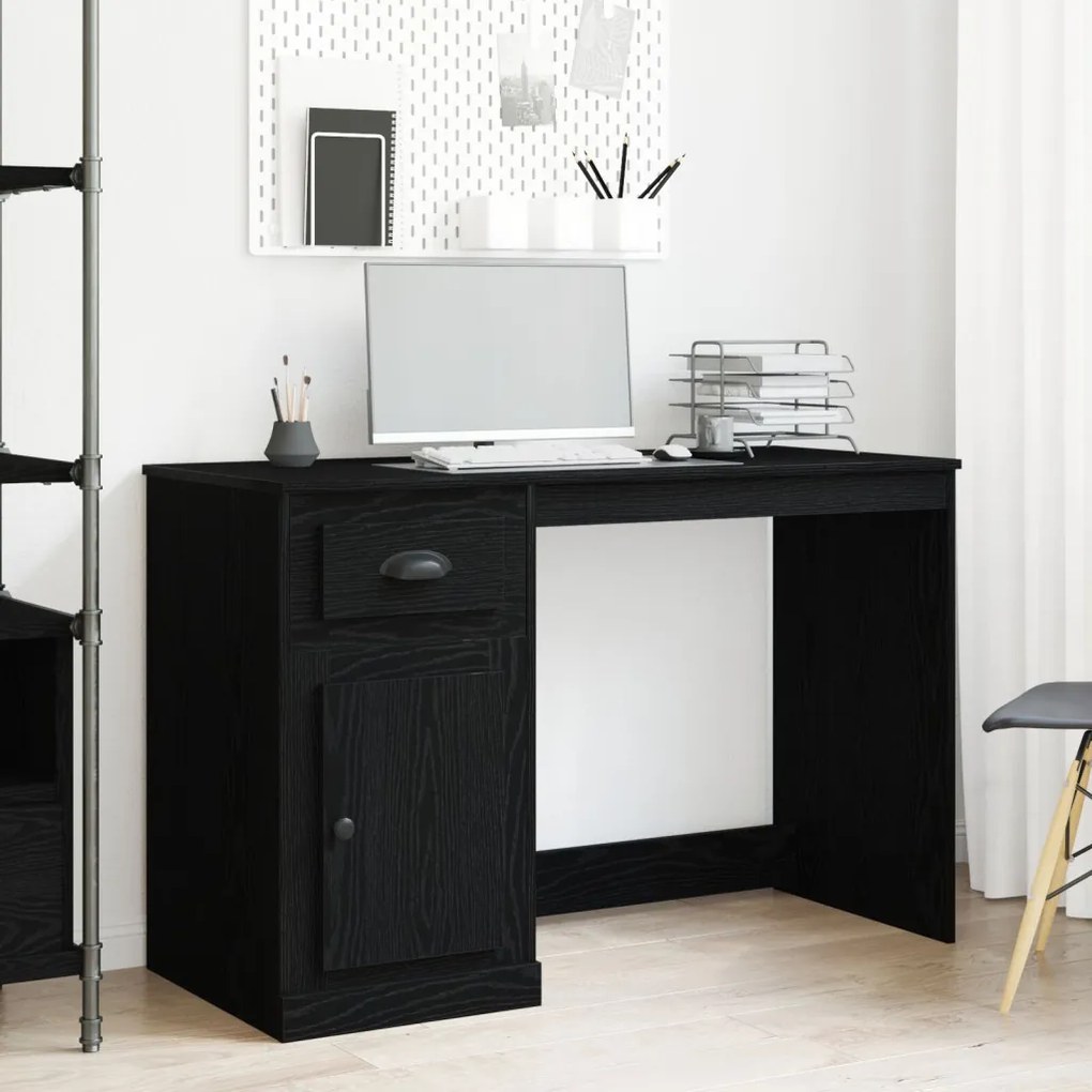 vidaXL Tárolós Asztal Fekete tölgy 50x115x75 cm Forgácslap