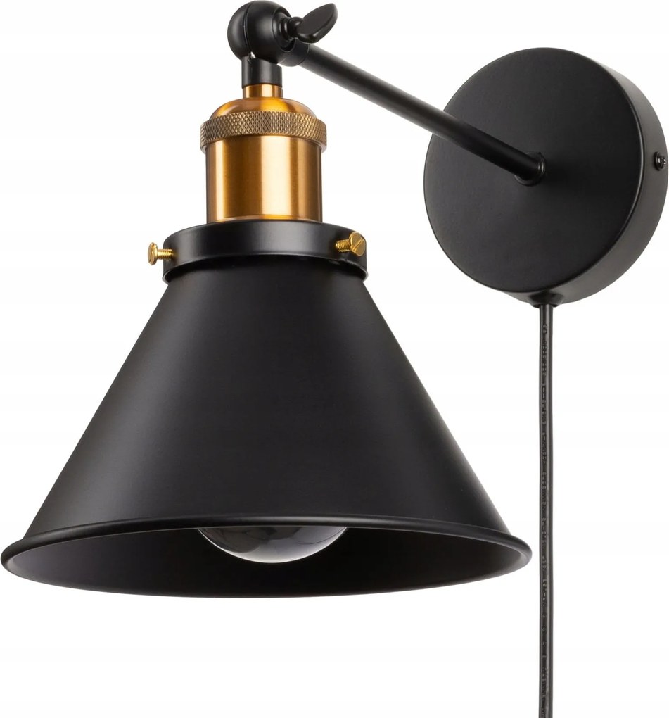 Edison állítható fém fali lámpa Antic Brass kábellel