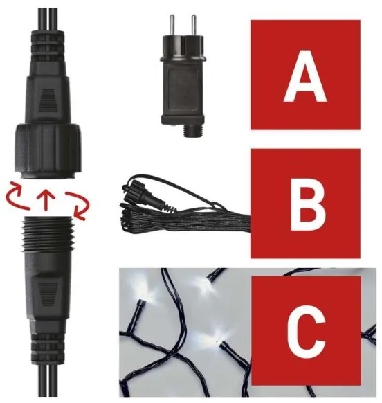 LED Karácsonyi kültéri lánc 100xLED/15m IP44 hideg fehér