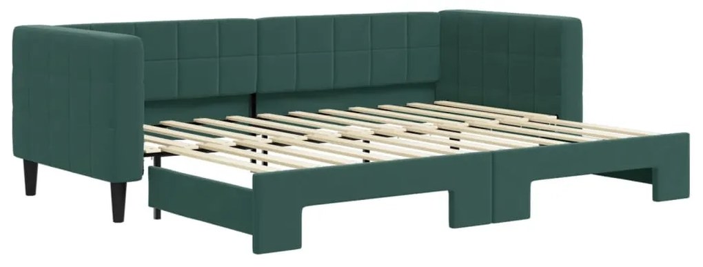 sötétzöld kihúzható bársony heverő 80 x 200 cm