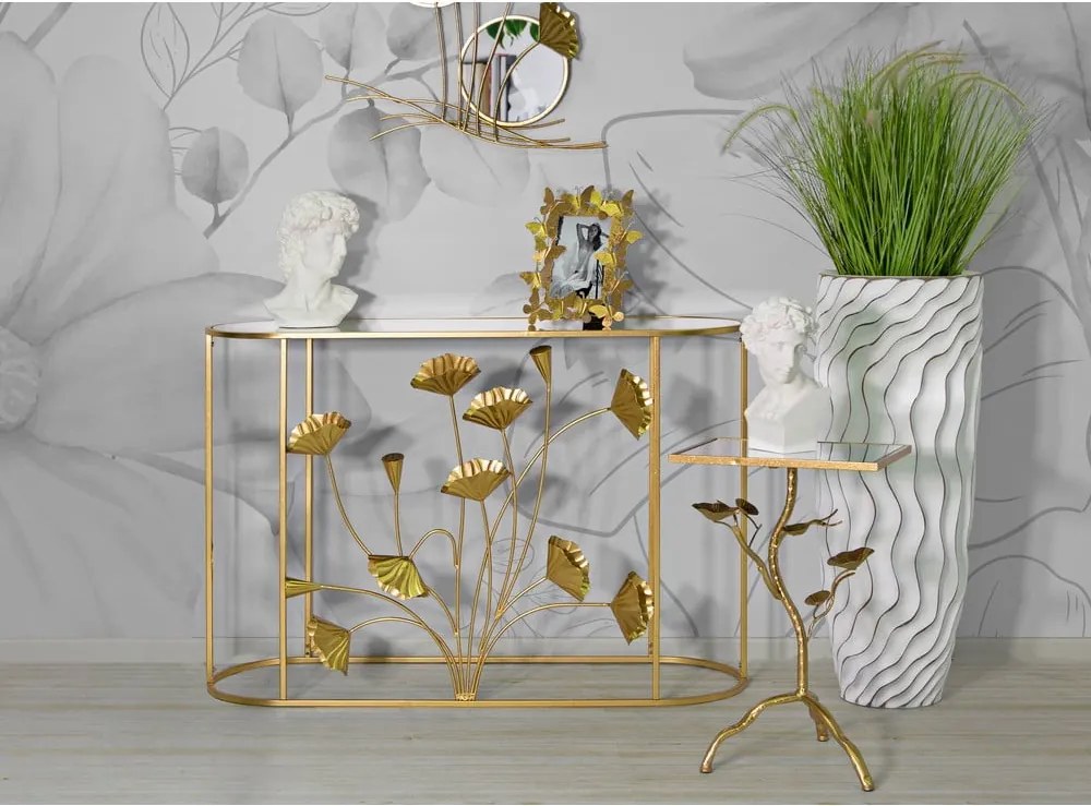 Aranyszínű konzolasztal 40x120 cm Flow – Mauro Ferretti