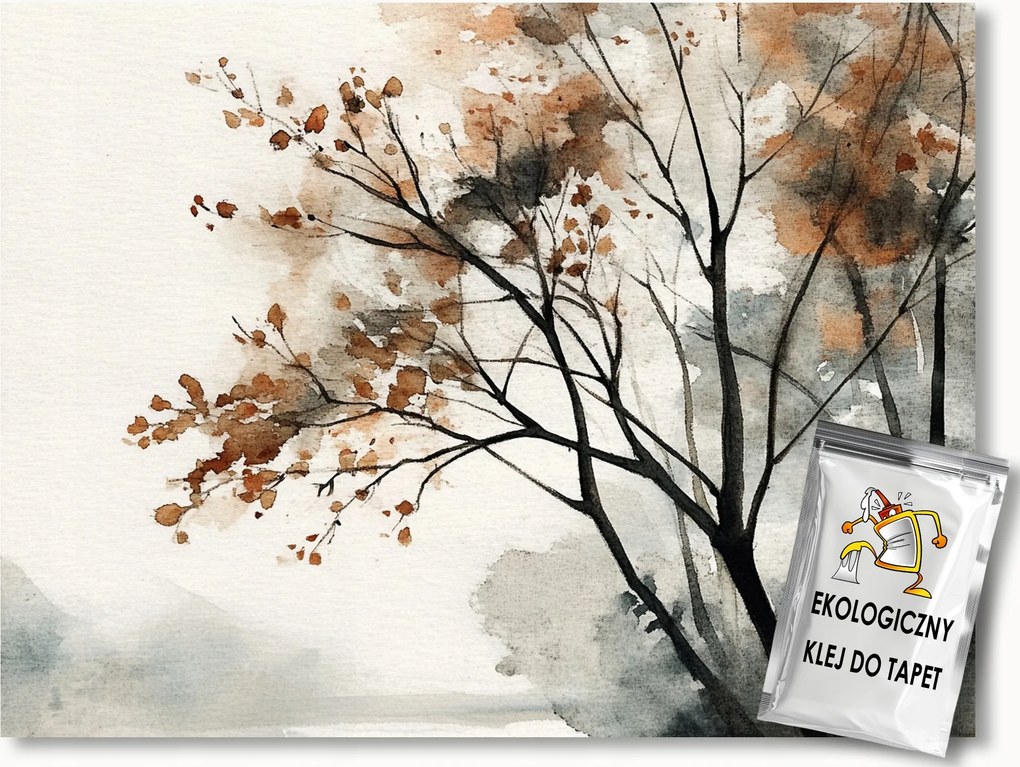 Fotótapéta Flizelina Akvarell Fa Ősz Barna Szürke 300x210 ragasztó