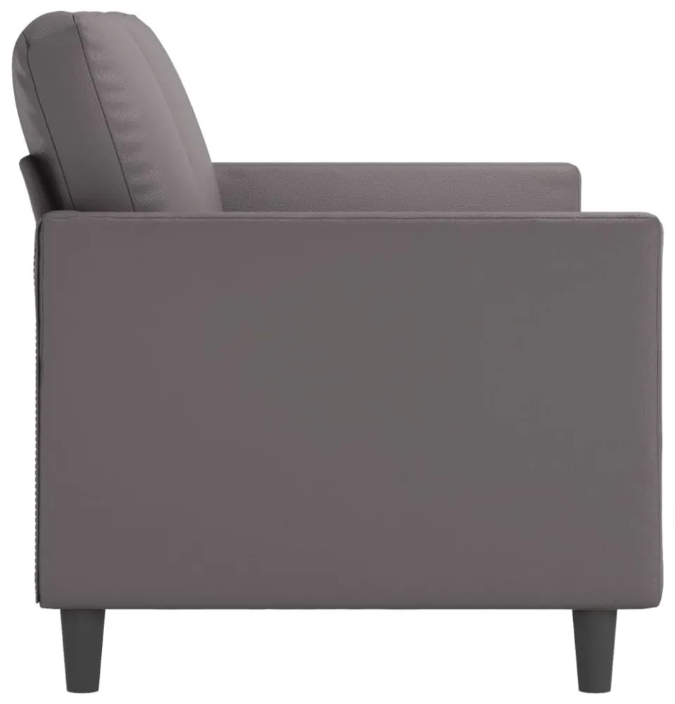 2 személyes szürke műbőr kanapé 140 cm