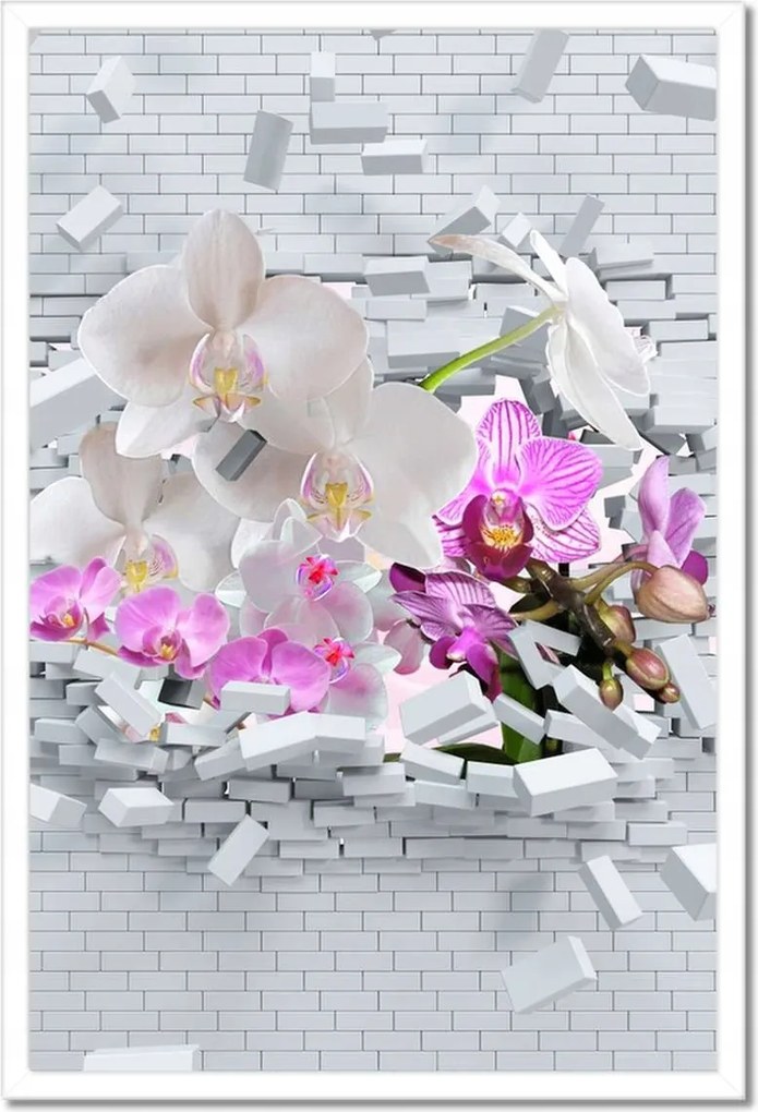 Poszterek keretben 40x60 Orchidea a falon Virágok