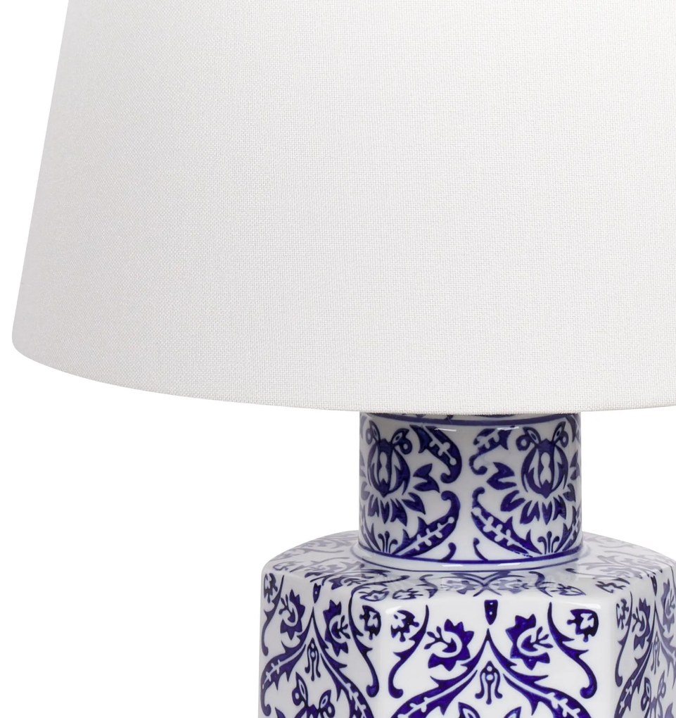 Fehér és kék porcelán asztali lámpa 53 cm MARCELIN Beliani