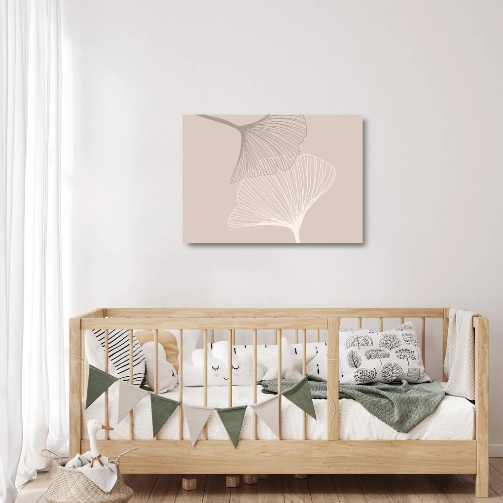 Üveg kép - Bézs színű levelek N⁰2 (70x50 cm)
