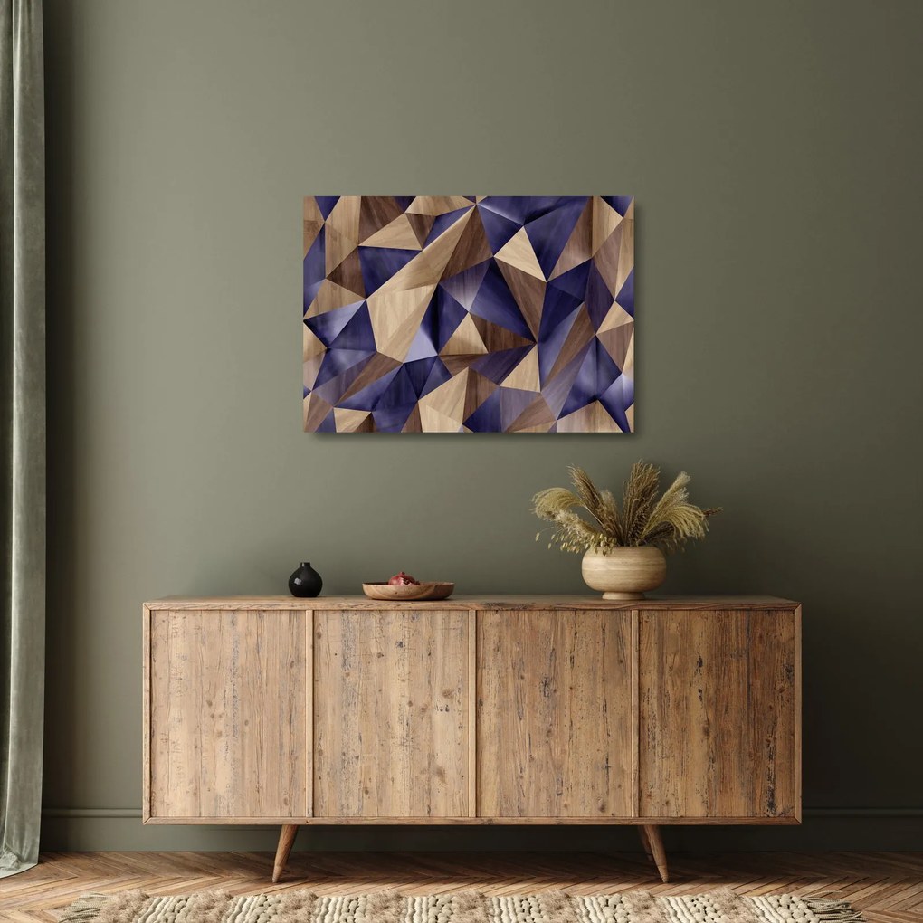 Kép - 3D fa háromszögek (üvegen) (70x50 cm)