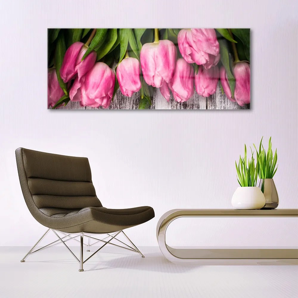 Üvegkép Tulipánok Fal 120x60cm 2 fogas