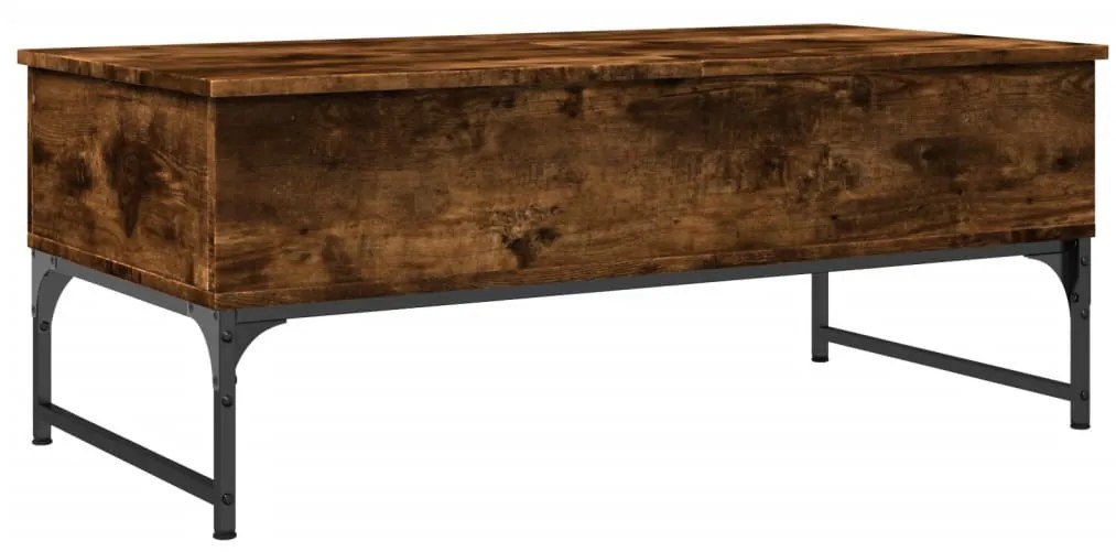Füstös tölgy szerelt fa és fém dohányzóasztal 100 x 50 x 40 cm