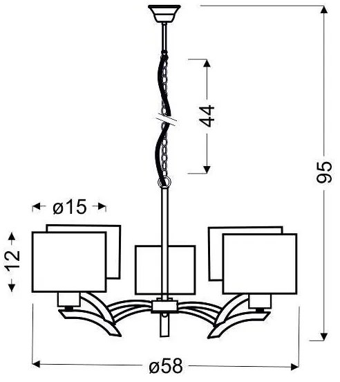 Csillár zsinóron DRAGA 5xE27/60W/230V bézs/fényezett króm