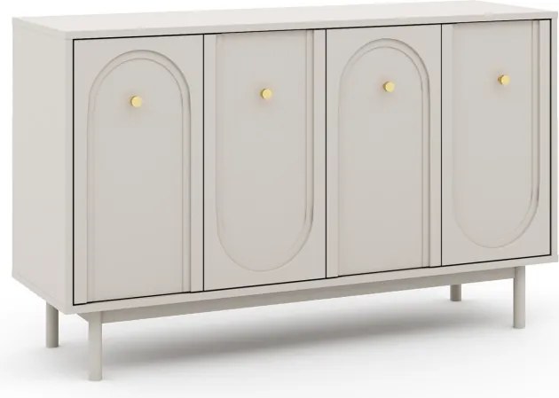 Komód 4 ajtós kasmír színben arany fogantyúkkal – MAZOMA
