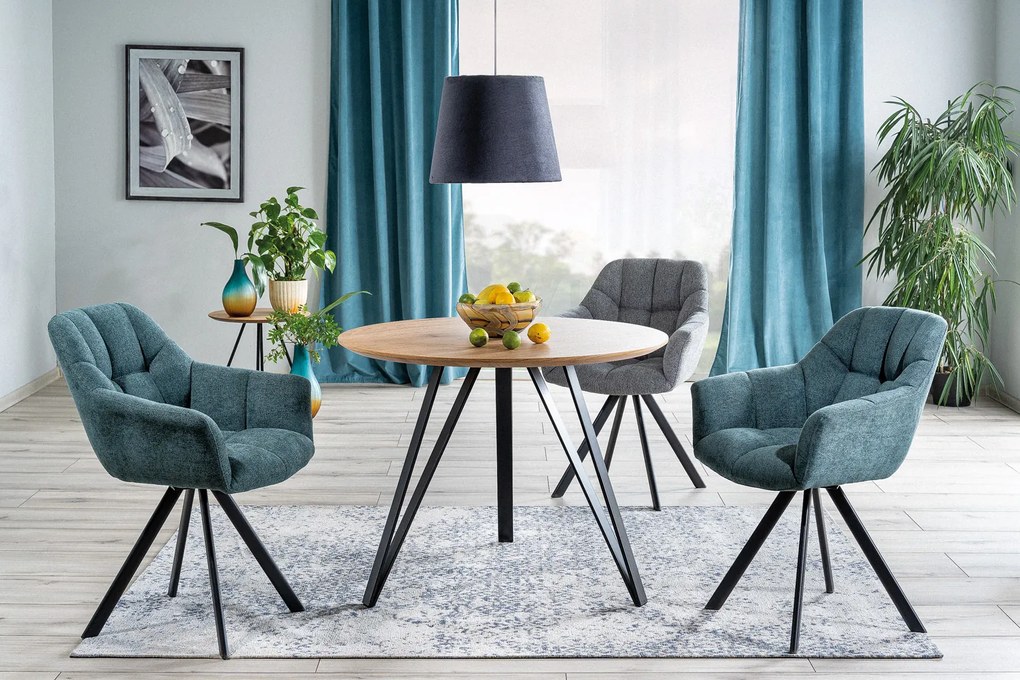 AKCIÓ Tölgy étkezőasztal fekete lábakkal TETIS 100x100 II. osztály