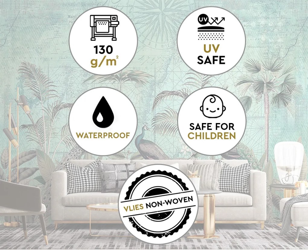 Gario Fotótapéta Pávak levelekben - Andrea Haase Anyag: Vlies, Méret: 250 x 175 cm