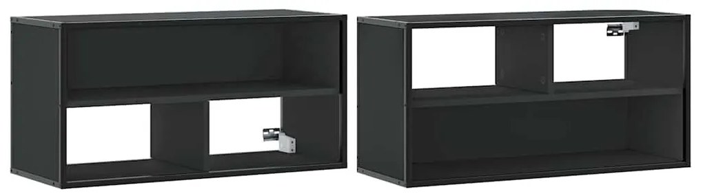 fekete szerelt fa és fém TV-szekrény 80x31x39,5 cm