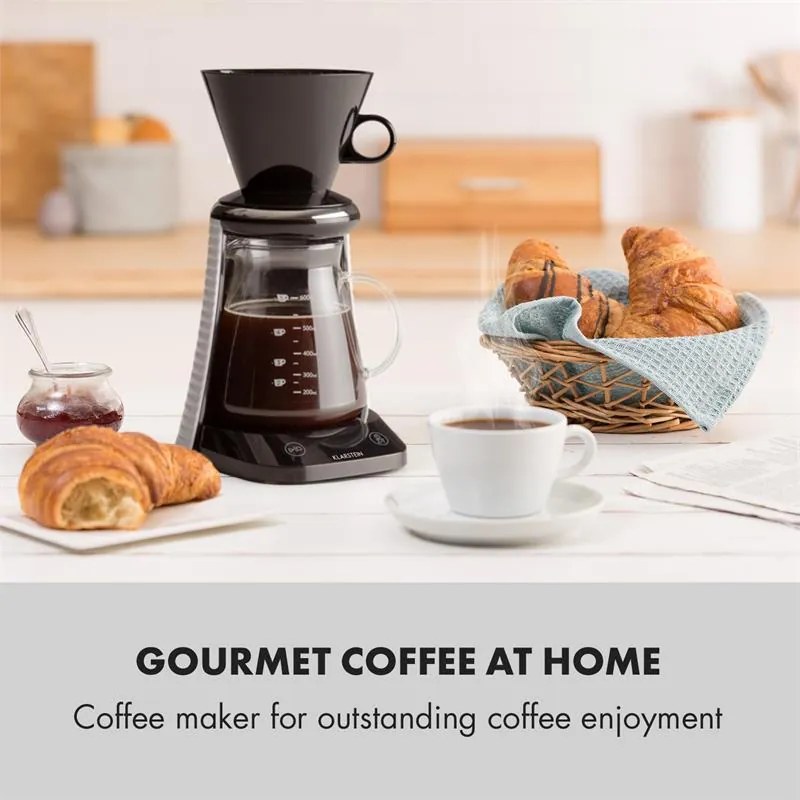 Klarstein Craft Coffee, kávéfőző, 600 ml, mérleg, időzítő, tartozék szűrővel, fekete/fehér