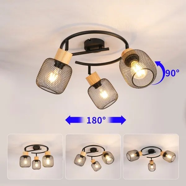 Brilagi - Irányítható spotlámpa BASKLITE 3xE27/15W/230V fa/fekete