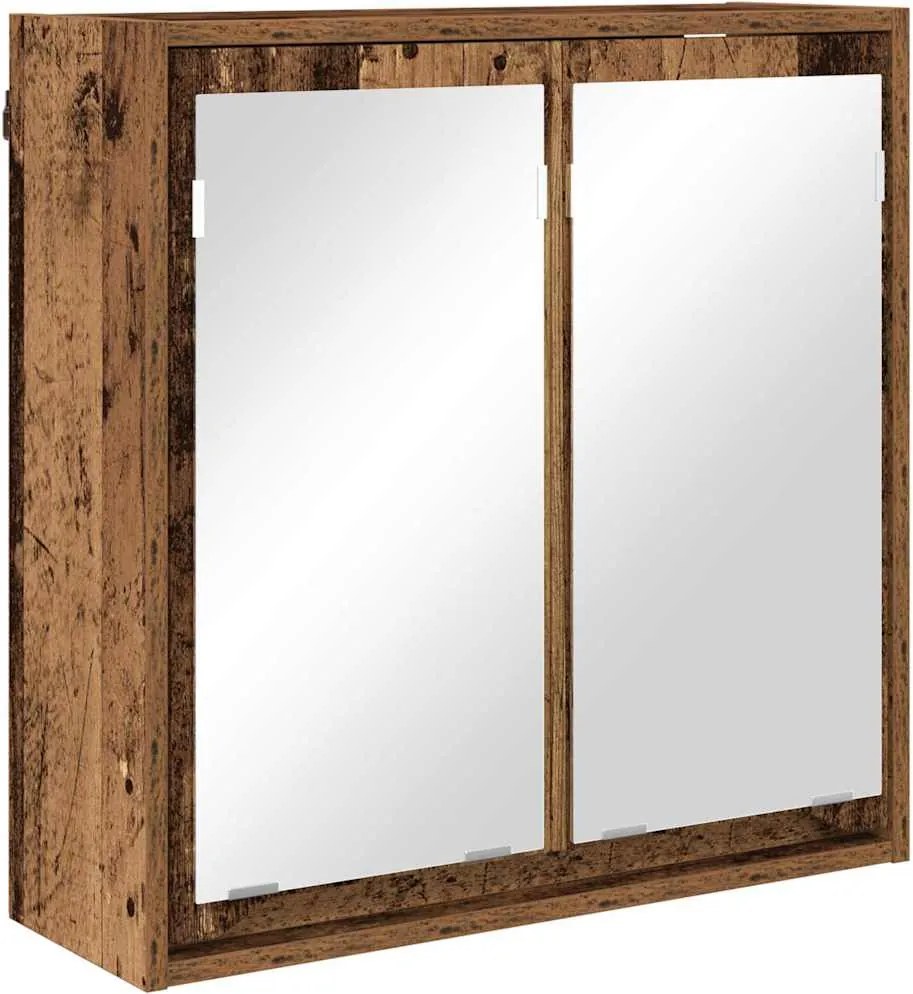vidaXL Fürdőszobai tükörszekrény Öreg fa 60 x 20 x 60 cm Faanyag