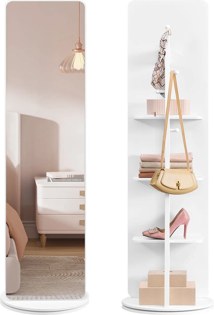 SONGMICS álló tükör, 360°-ban forgatható, 163 x 45 cm, felhőfehér