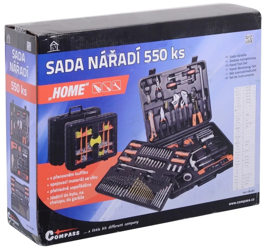 Compass Home szerszámkészlet bőröndben, 550 db-os