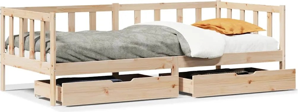 vidaXL tömör fenyőfa kanapéágy fiókokkal 80 x 200 cm