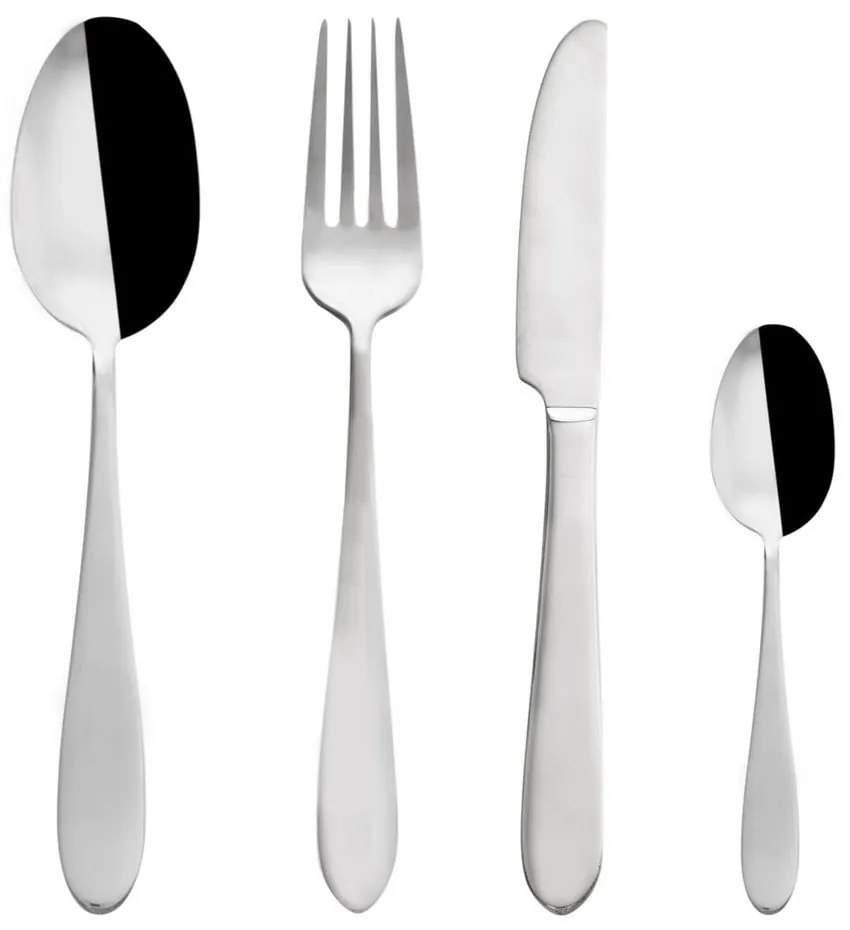 Ezüstszínű rozsdamentes acél evőeszköz készlet 24 db-os Mirror – Orion