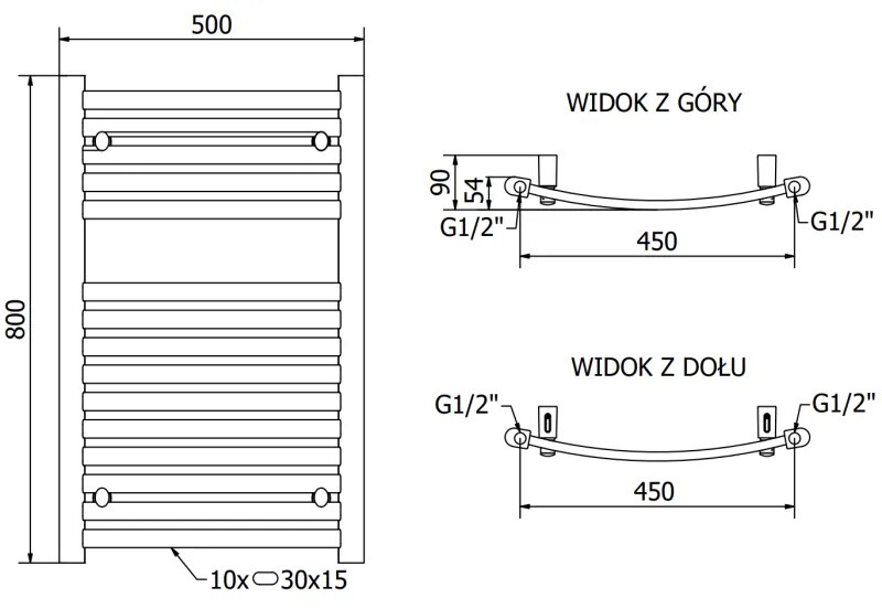 Mexen Helios, fűtőelem 800x500 mm, 303 W, króm, W103-0800-500-00-01