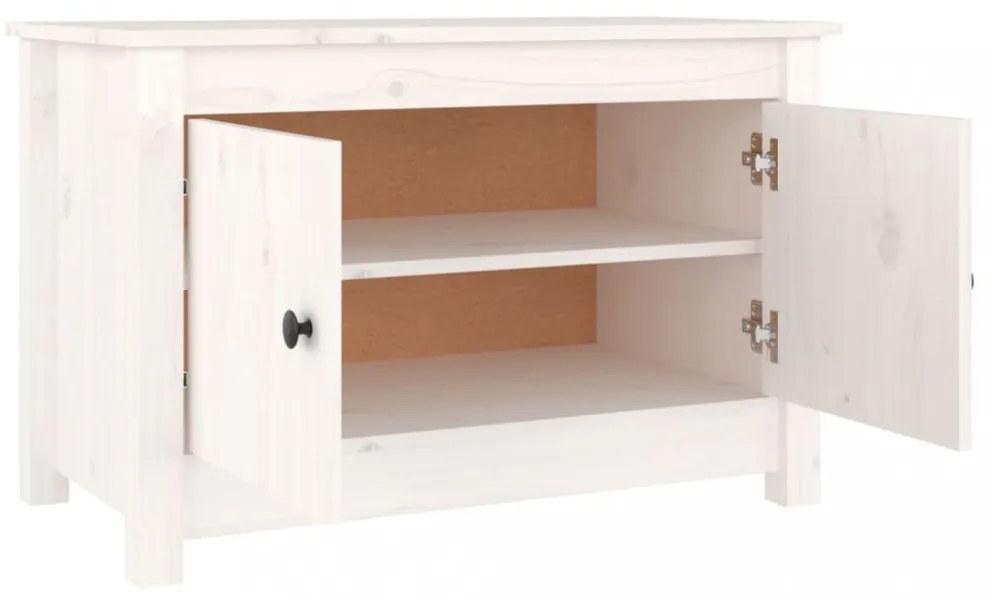 fehér tömör fenyőfa cipősszekrény 70 x 38 x 45,5 cm