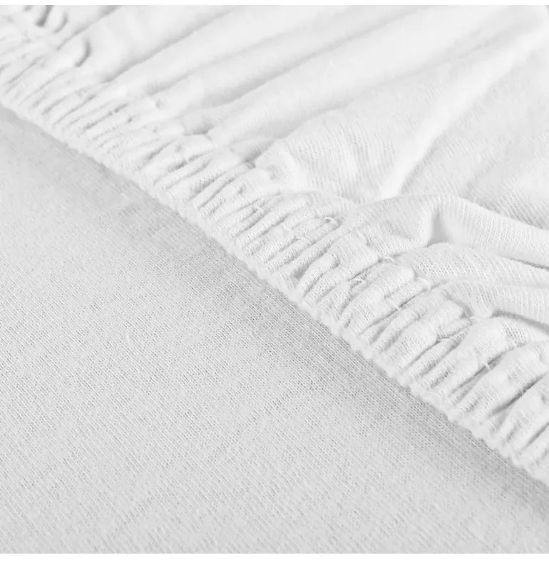 EMI fehér 100% pamutjersey gumis lepedő, 90x200-as lap