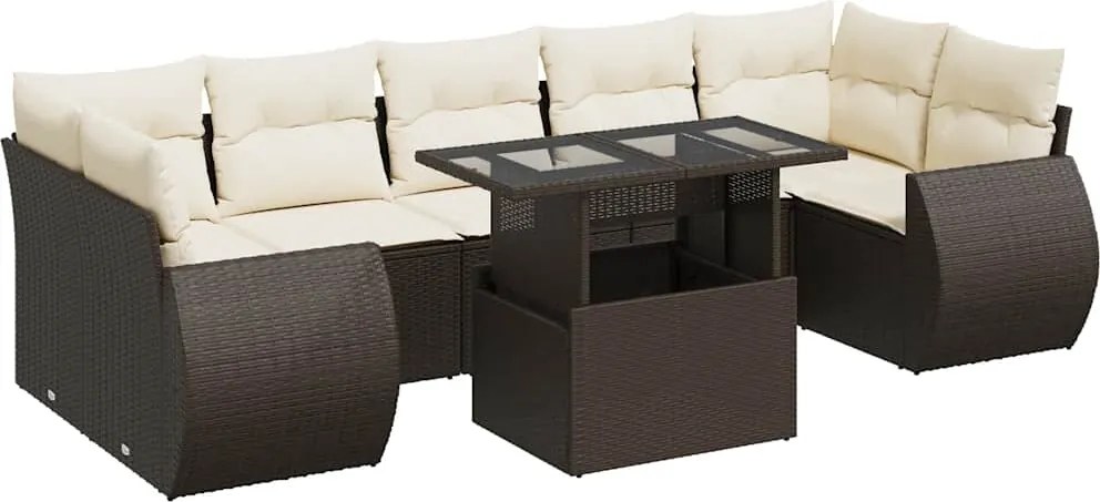 vidaXL 8 részes barna polyrattan kerti ülőgarnitúra párnákkal