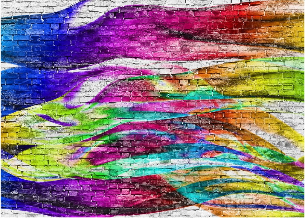 Kép - Téglafal színes lángokkal (70x50 cm)