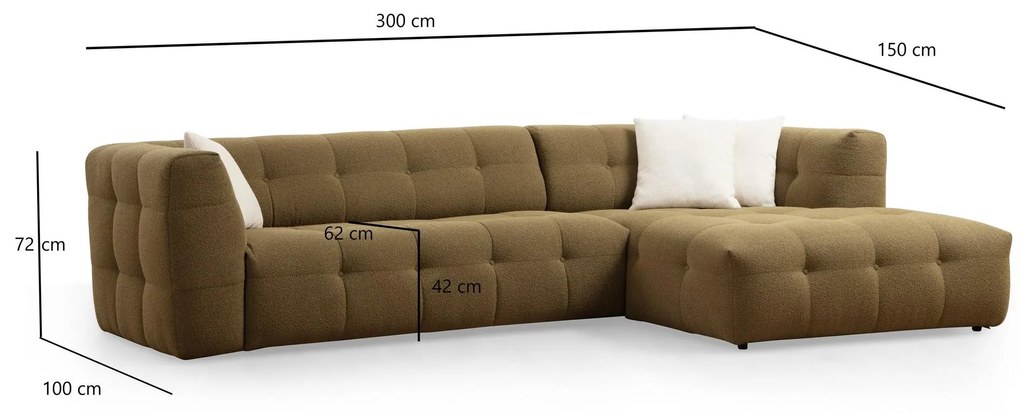 Sarokkanapé Cadellona (J) (khaki). Akció -22%. 1106810