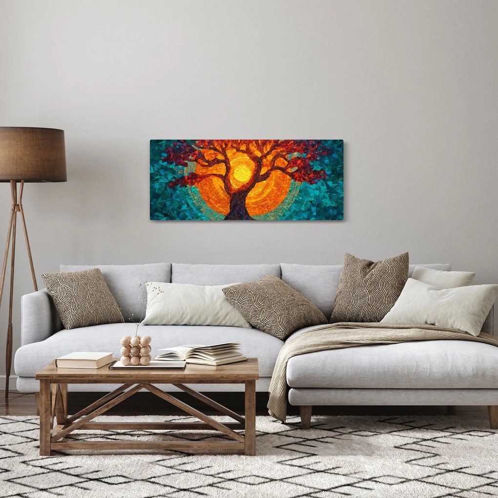 Kép - Az élet fája és a nap mozaikban (120x50 cm)