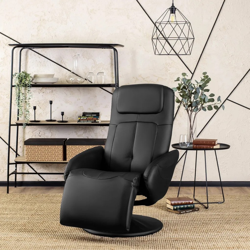 Modern Fotel Fekete Eco-bőr Kárpittal. TONY