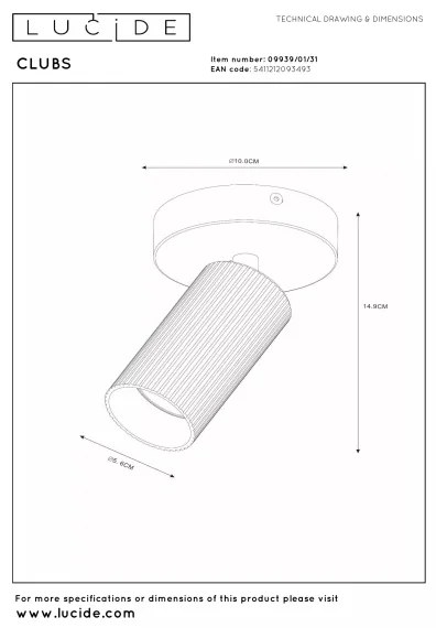 Lucide 09939/01/31 - Fali spotlámpa CLUBS 1xGU10/40W/230V fehér