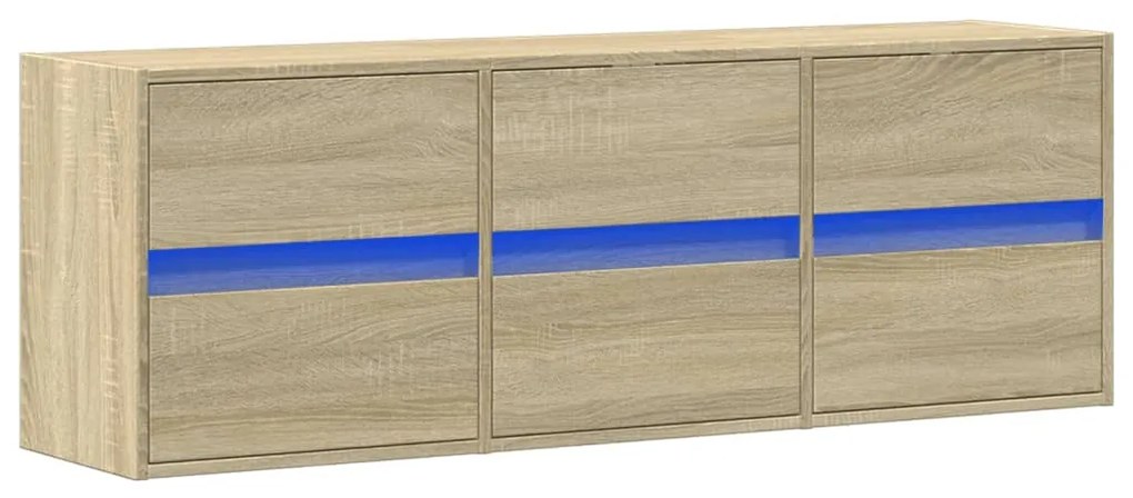 sonoma tölgy színű fali TV-szekrény LED-ekkel 130x31x45 cm