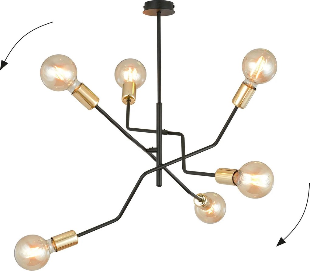 Emibig modern mennyezeti lámpa bolt fekete emi1125/6