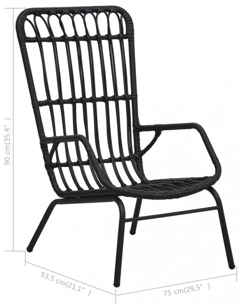 fekete polyrattan kerti szék