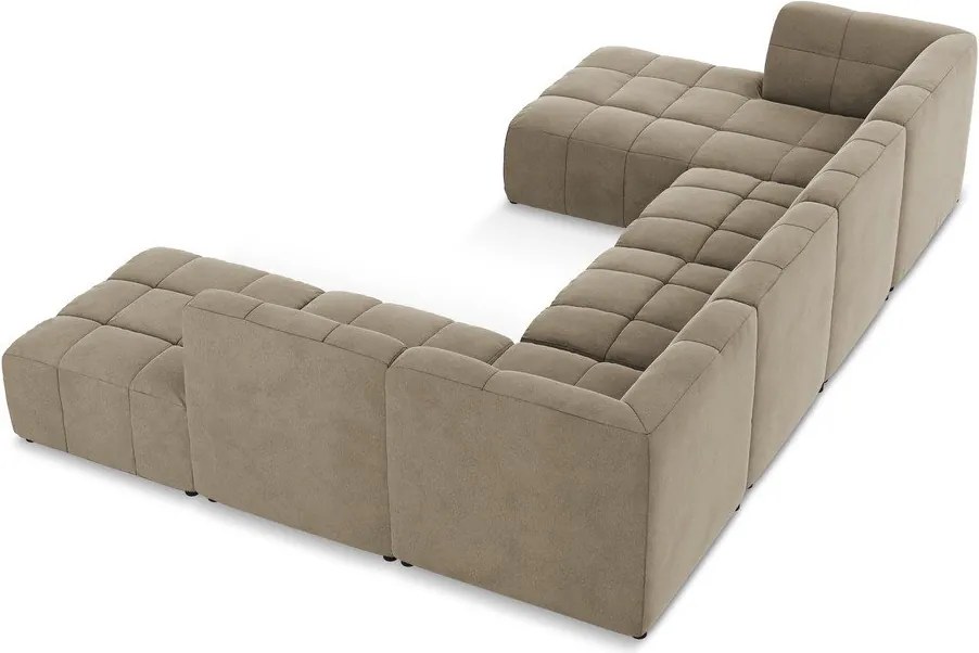 Barna bársony sarokkanapé (U alakú) Aloha – Makamii