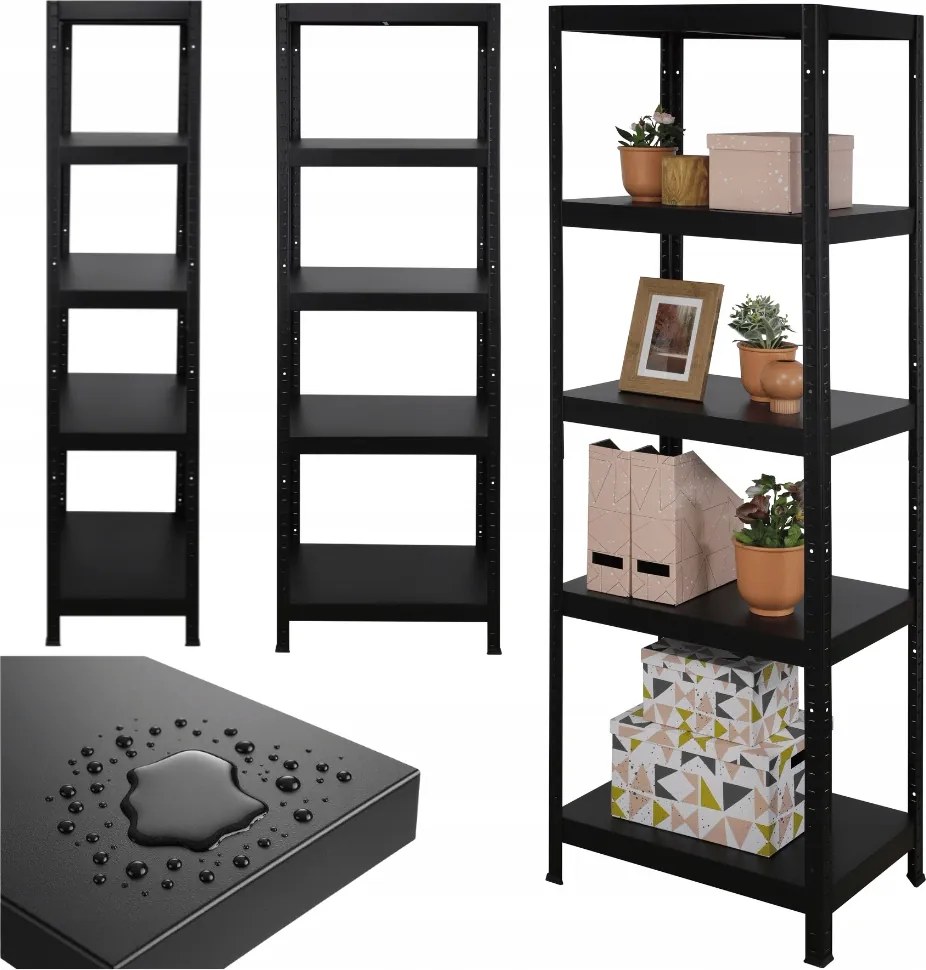 Könyvespolc teljes fém 180x60x40 műhely állvány tároló állvány fekete
