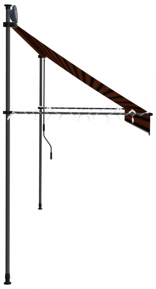 narancssárga-barna kézzel feltekerhető LED-es napellenző 350 cm