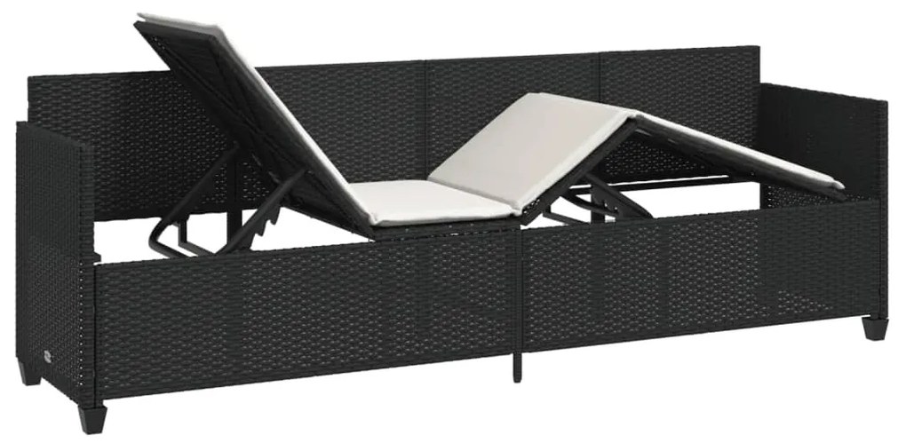 Fekete polyrattan napozóágy párnával